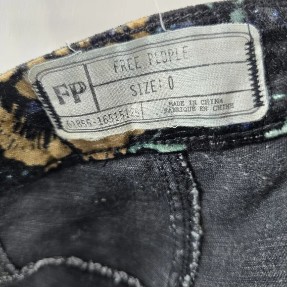 Free People Lennon Funktown Velvet Moto Zip Floral Printed Skinny Pants Size 0 - Picture 11 of 14